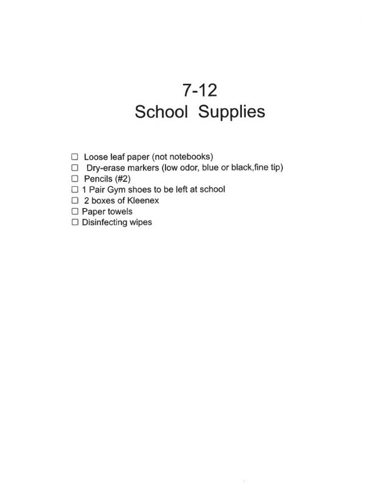 7-12 Supply List 